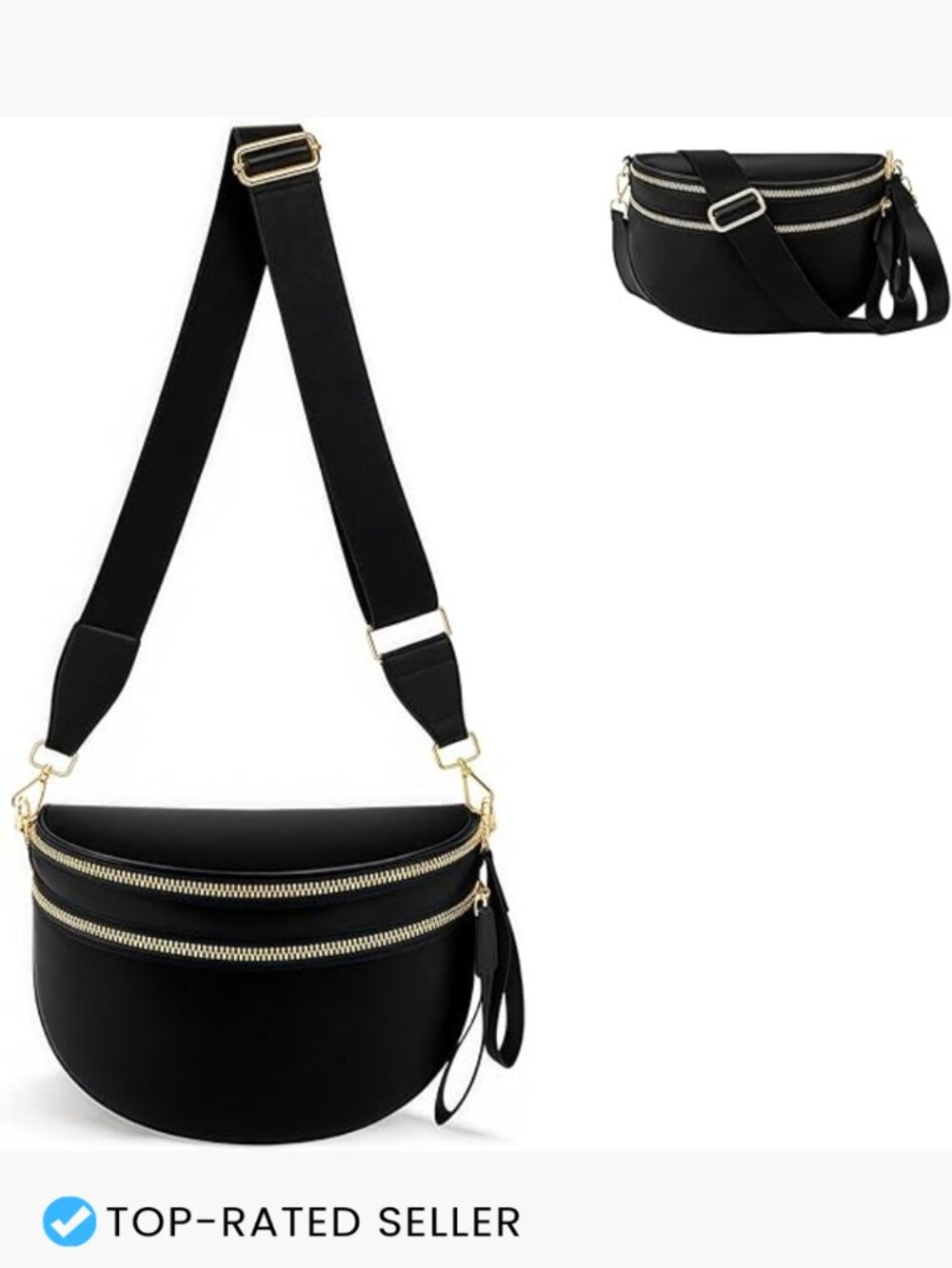 Checkered Crossbody Sling Bag Large Trendy Nylon Fanny Pack with Adjustable